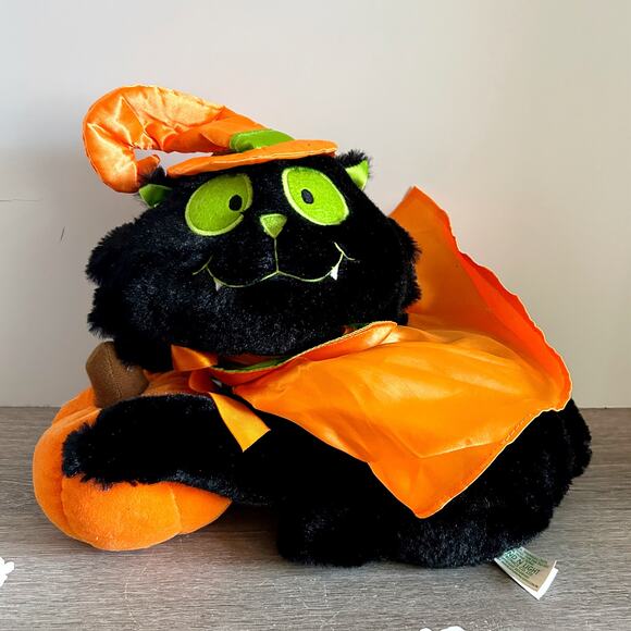 Animated Plush Halloween Witch Cat Plays Black Magic Women 2013 Cracker Barrel - Picture 1 of 5